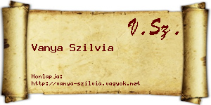 Vanya Szilvia névjegykártya