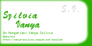 szilvia vanya business card